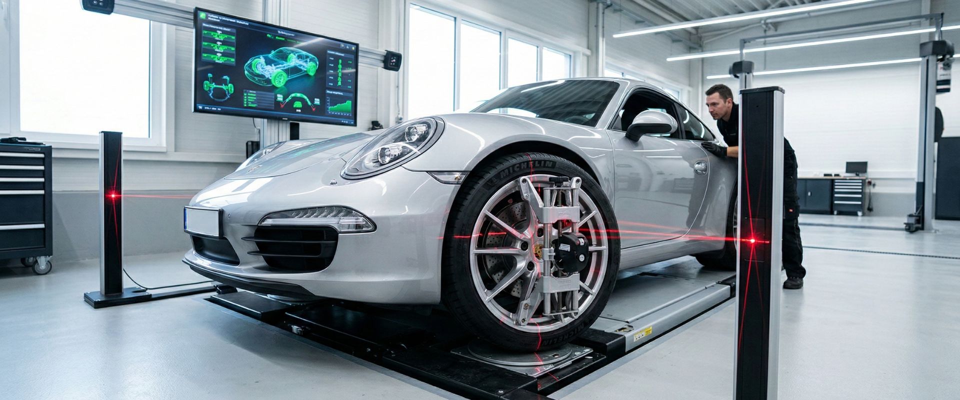 Amortecedor pressurizado novo pronto para instalação em oficina mecânica.